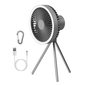 Camping Fan with Lantern 10000mAh Rechargeable Battery Powered Portable Tripod Fan for Tent with Hanging Hook Carabiner Emergency Power Bank Desk