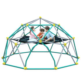 13-foot Geometric Dome Climber Play Center, Children's Climbing Dome Tower With Hammocks, Rust-resistant And UV-resistant Steel Support 1000 Poun (Option: Green)