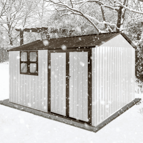 Metal Garden Sheds 10ftx8ft Outdoor Storage Sheds Whitecoffee With Window (Option: White)