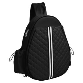 2 Color Options -- Pickleball Sling Bag For Men Women Waterproof Badminton Tennis Backpack With Wet Pocket Hidden Fence Hook Machine Washable (Option: Black)