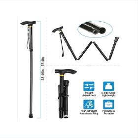 Black Male And Female Hikers Portable Mobility Aid Cane (Option: Black)